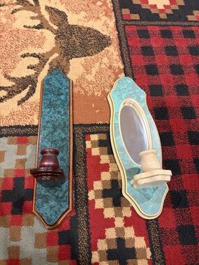 Pair of vintage wooden wall sconces